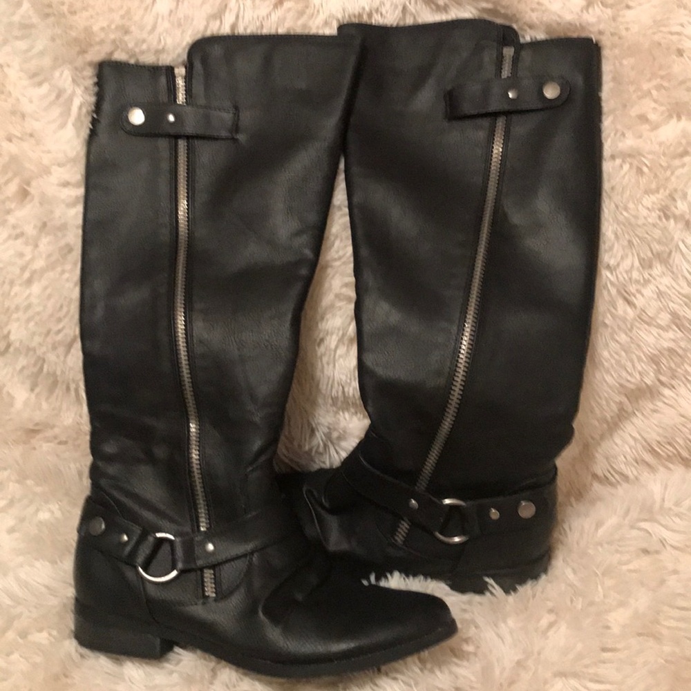Black riding boots wide calf